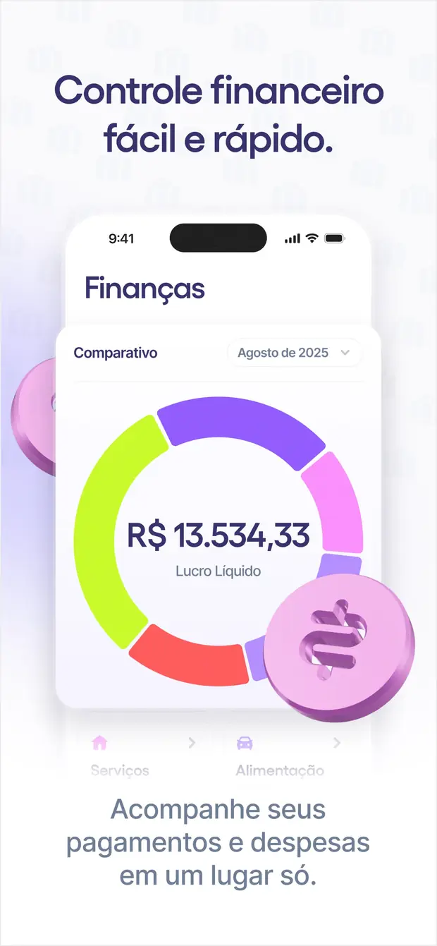 Tela Finanças do app